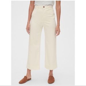 High rise wide leg crop khaki sailor pant